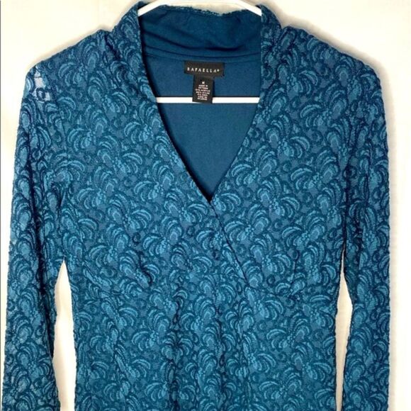 Rafaella Teal Lined Lace Blouse - Picture 1 of 2